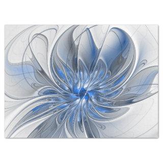 Abstract Blue Gray Watercolor Fractal Art Flower Tissue Paper