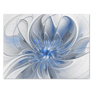 Abstract Blue Gray Watercolor Fractal Art Flower Tissue Paper