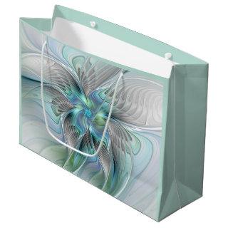Abstract Blue Green Butterfly Fantasy Fractal Art Large Gift Bag