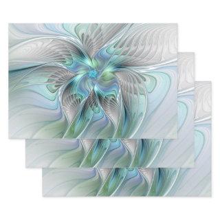 Abstract Blue Green Butterfly Fantasy Fractal Art  Sheets