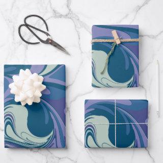 Abstract Blue Marble Swirl Stylish Personalized   Sheets