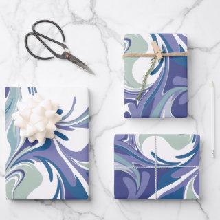 Abstract Blue Marble Swirls Pattern  Sheets
