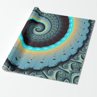 Abstract Blue Turquoise Orange Fractal Art Spiral