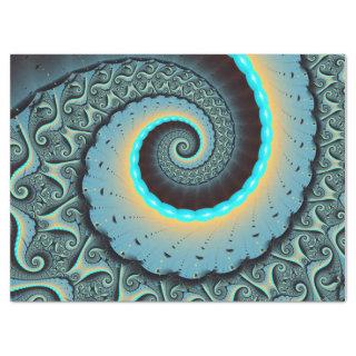 Abstract Blue Turquoise Orange Fractal Art Tissue Paper