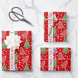 Abstract Christmas trees and ribbon red holiday  Sheets
