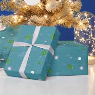 Abstract Circles Glitter Gold Green Christmas