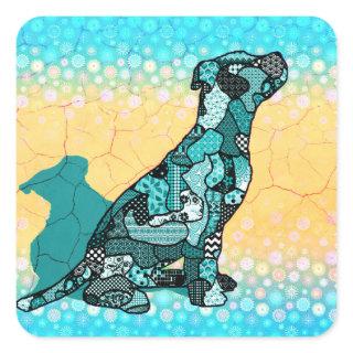 Abstract Collage Domingo the Dog ID106 Square Sticker
