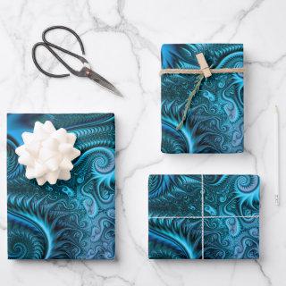 Abstract Colorful Blue & Teal Spiral Pattern  Sheets