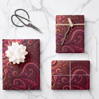Abstract Colorful Burgundy Carmine Spiral Pattern  Sheets