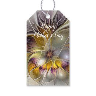 Abstract Colorful Fantasy Flower Modern Fractal Gift Tags