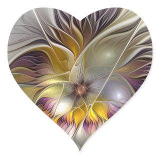 Abstract Colorful Fantasy Flower Modern Fractal Heart Sticker