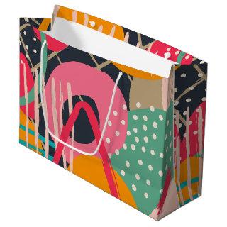 Abstract Colorful Geometric Monogram Name Design Large Gift Bag