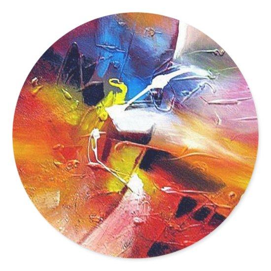 Abstract Expressionism Painting Classic Round Sticker