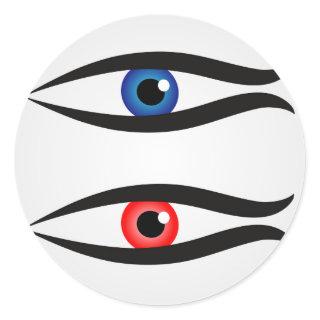 Abstract fish with large eyeball inside classic round sticker