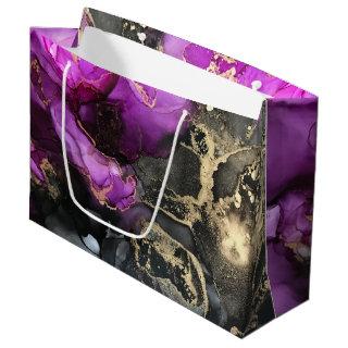 Abstract Geode Marbling Black Purple Unique Large Gift Bag