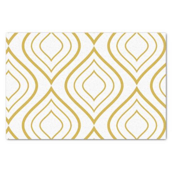 Abstract geometrical, white and gold tissue paper