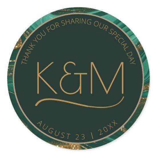 Abstract Glitter Strata Wedding Thank You G ID903  Classic Round Sticker