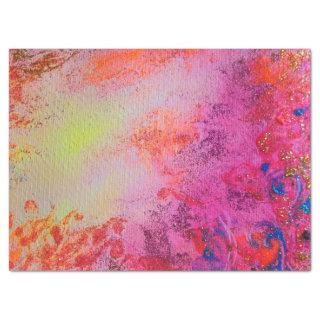 ABSTRACT GOLD SWIRLS ,PINK FUCHSIA RED BLUE FLORAL TISSUE PAPER