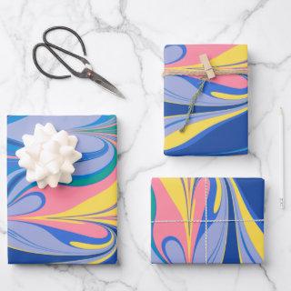 Abstract Marble Art in Colorful Bright Blue   Sheets