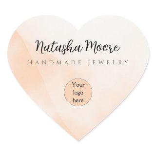 Abstract minimal simple orange Business  Heart Sticker