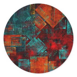 Abstract Modern Colourful Cool Artistic Pattern Classic Round Sticker