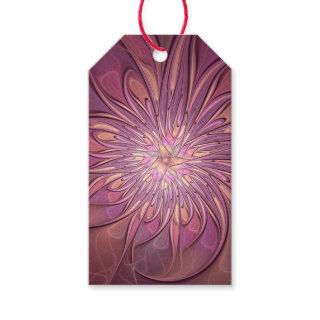 Abstract Modern Floral Fractal Art Berry Colors Gift Tags