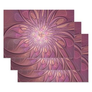Abstract Modern Floral Fractal Art Berry Colors  Sheets