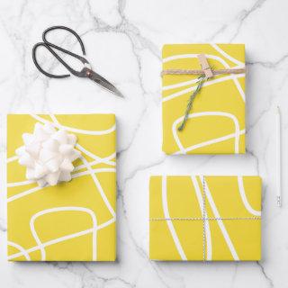 Abstract Modern Line Art in Yellow Cute  Sheets