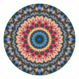 Abstract modern mosaic kaleidoscopic tile pattern classic round sticker
