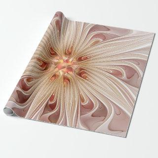 Abstract Modern Peach Pastel Flower Fractal Art