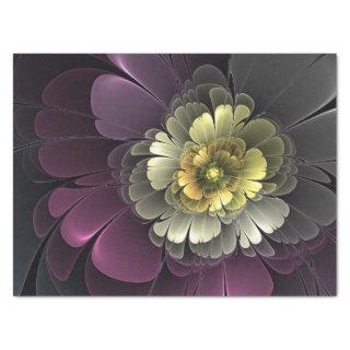 Abstract Modern Purpur Khaki Gray Fractal Flower Tissue Paper