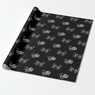 Abstract Moody rose black floral pattern