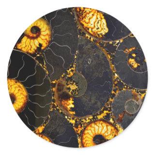 Abstract Nautilus pattern yellow gold  Classic Round Sticker