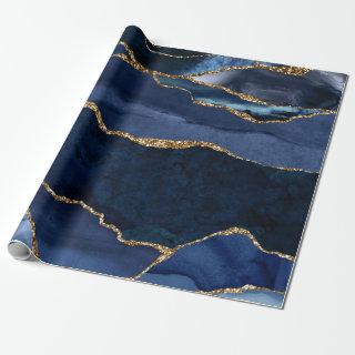 Abstract Navy Blue Agate Watercolor