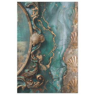 Abstract Ocean & Shells, Mixed Media Art Tissue Paper