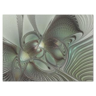 Abstract Olive Sage Green Gray Fractal Art Fantasy Tissue Paper