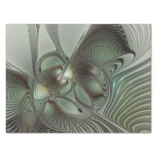 Abstract Olive Sage Green Gray Fractal Art Fantasy Tissue Paper