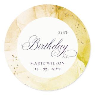 Abstract Pastel Earthy Lime Green Any Age Birthday Classic Round Sticker