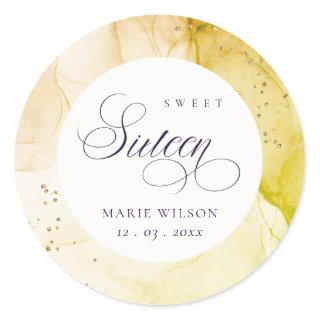 Abstract Pastel Lime Green Sweet 16 Birthday Classic Round Sticker