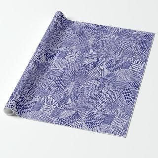 Abstract Patchwork Map - White on Deep Navy Blue