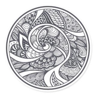 Abstract Pattern In Zen-Doodle Style Classic Round Sticker