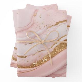 Abstract Pink Marble Pattern with Faux Glitter   Sheets