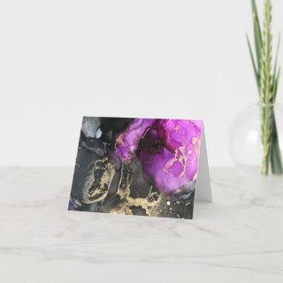 Abstract Pink Purple Black Gold Unique Art  Thank You Card
