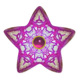 ABSTRACT PINK PURPLE STAR WITH FUCHSIA  GEM STONE STAR STICKER