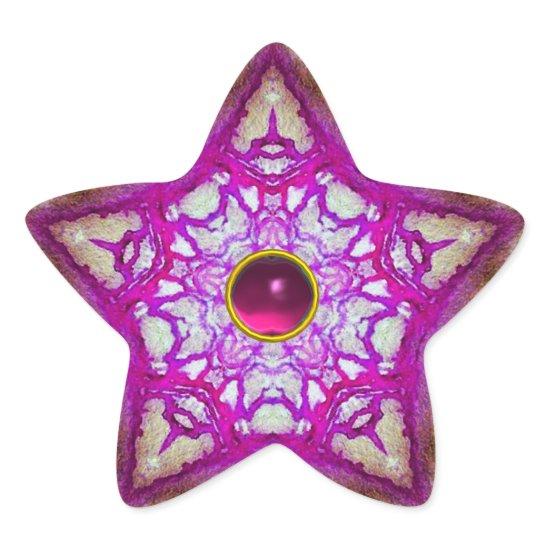 ABSTRACT PINK PURPLE STAR WITH FUCHSIA  GEM STONE STAR STICKER