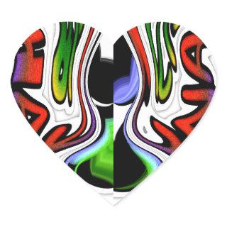 Abstract Profile Art Print Heart Sticker
