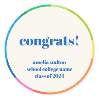 Abstract Rainbow Custom Graduation Congratulations Classic Round Sticker