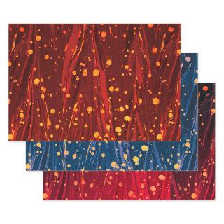 ABSTRACT RED BLUE MARBLED PAPER ,GOLD SPLASHES