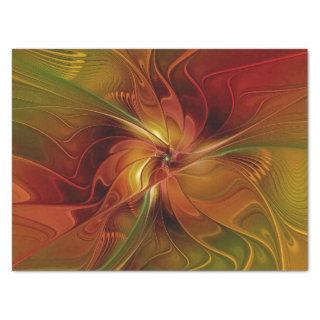 Abstract Red Orange Brown Green Fractal Art Flower Tissue Paper