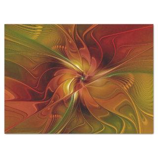 Abstract Red Orange Brown Green Fractal Art Flower Tissue Paper